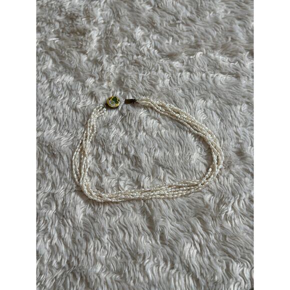 Vintage 6 Strand Freshwater Rice Irregular Pearl Necklace Cloisonne Closure - Picture 4 of 8